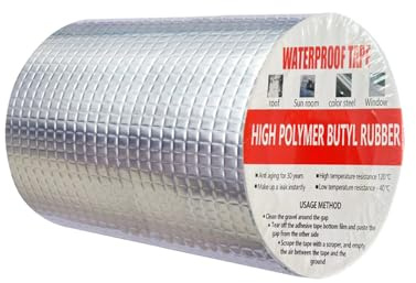 LUOHONG Cinta adhesiva de caucho butílico cinta adhesiva de sellado de papel de aluminio de caucho butílico autoadhesiva cinta adhesiva de asfalto exterior para fugas de techo (15cm X 5m)