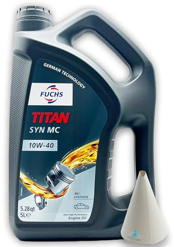5 L Fuchs Titan Syn Mc | 10W-40 | kompatibel mit | MB229.3 | VW 501 01 / VW 505 00 | PSA B71 2300 | RN0700 / RN0710 | Motoröl | Ölwechsel | Öl | mit Trichter