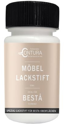 Contura 50ml. Möbel Lackstift passend für BESTA Schwarz Reparaturstift Lackfarbe Regal Kommode Bett Schrank