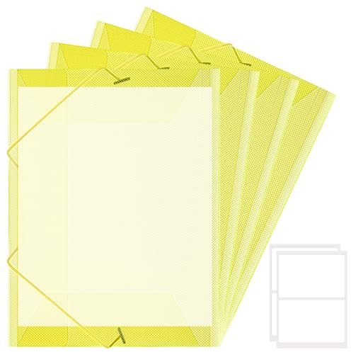 JIANTA Elasticated Folder A4, 4 Pack Plastic Folders A4 with Elastic Bands, Folders for Paperwork, Document Wallets, File Organiser