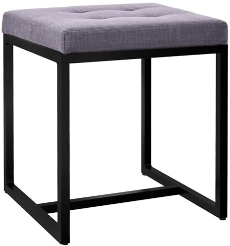 CLP Sitzhocker Barci I Moderner Hocker | Hochwertiger Polsterhocker mit schwarz pulverbeschichteten Eisengestell, Farbe:dunkelgrau, Material:Stoff