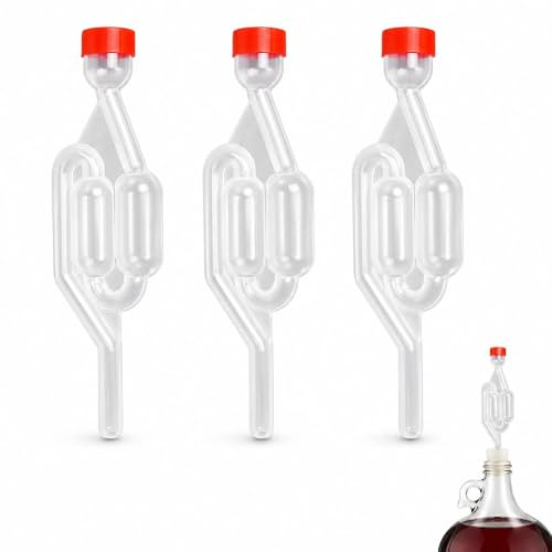 Livawnd 3 Pack Home Brewing Airlocks, Food Grade Polypropylene One-Way Fermentation Valves, Transparent Design for Beer Wine Sauerkraut Pickles Making