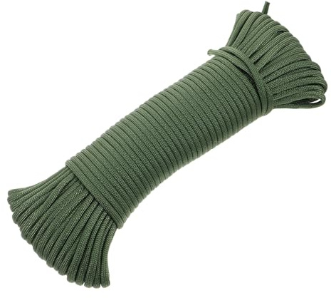 DECOMELODY Cuerda Trenzada Multiusos de 31 M Color Verde Militar para Camping y Senderismo Cuerda Resistente de Paracord para Tiendas de Campaña Actividades al Aire Libre y Supervivencia