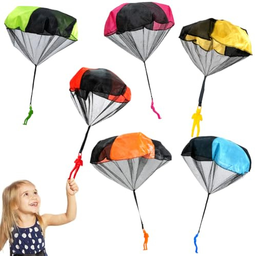 6 Piece Hand Throw Parachute Men Set, Parachute Army Men, Outdoor Flying Gift for adult