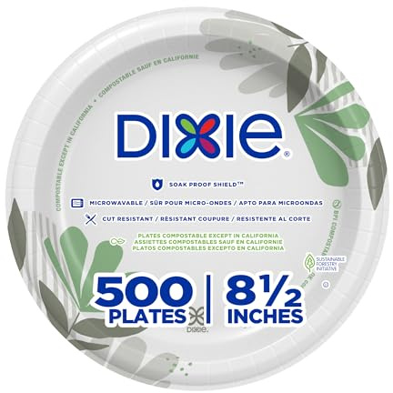 Dixie 8.5 Inch Medium-Weight Paper Plates By GP PRO, Pathways Design, 500 Count (125 Disposable Plates Per Pack, 4 Packs Per Case), UX9WS