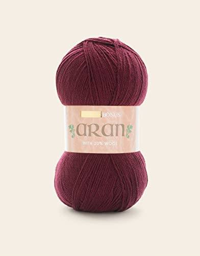 Sirdar Hayfield Bonus Aran with Wool, Burgundy (764), 400g, Red