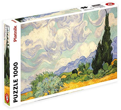 Piatnik 5391 – Van Gogh, vetefält med cypress – pussel, gul, grön, blå, brun, 1000