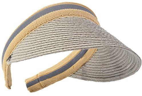 HISSHE Damen Golf Visier Strand Stroh Sonnenhut Visoren Hüte (Grau)