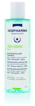 ISISPHARMA TEEN DERM Aqua - Purifying Micellar water - Face cleanser and Makeup remover for Sensitive to Oily Skin - Cleanser with Zinc and Boswellia Extract - Glass skin Effect - Made in France