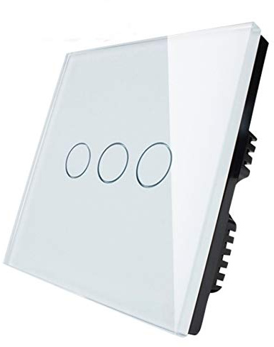 KONOQ Glass Panel Touch Light Switch - DIMMER LIGHT SWITCH (3 Gang / 1 Way, White)