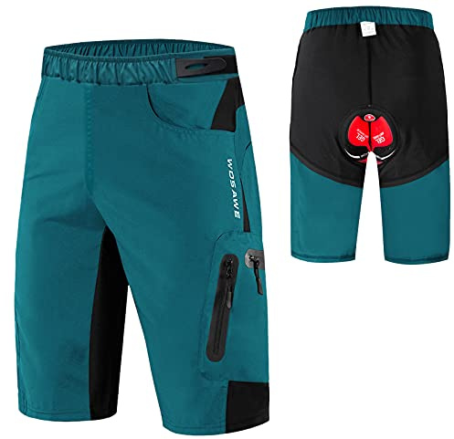 Lixada 2 en1 Pantalones Cortos de Ciclismo para Hombre con Relleno 3D Pantalones Cortos Holgados de Bicicleta de MTB Transpirables de Secado Rápido