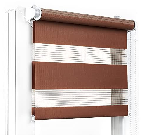 Fenster DEKOR - Rollos für Fenster Braun - Klemmfix Rollo ohne Bohren 150 x 75 cm - Doppelrollo mit einer breiten Auswahl an Größen und Farben - Blickdichte Rollos, einfach zu montieren