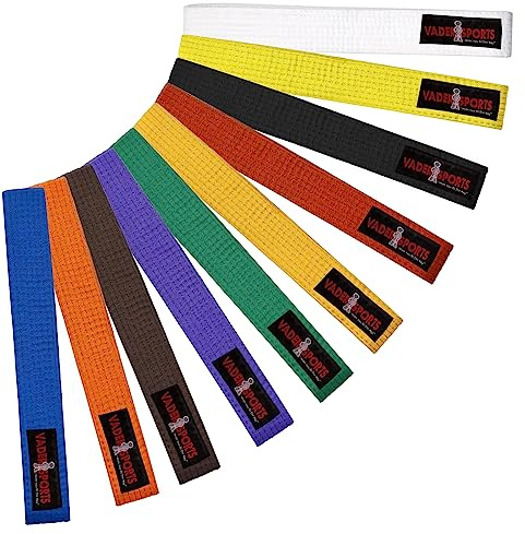 VADER Martial Arts Karate Belts 100% Cotton Training Competition Grading Belt for Bjj Judo Taekwondo Coloured Belts 240cm & 280cm