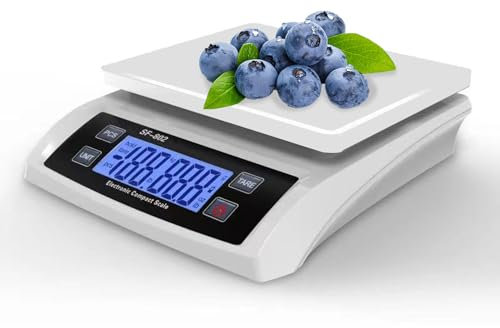Waage küchenwaage groß Edelstahl Digitalwaage 30 kg Food Scale mit LCD Display Obstwaage Digitale Küchenwaagen mit Zähl Tara Funktion Lebensmittelwaage zum Kochen von Brot (Weiß)