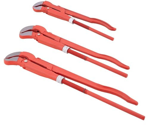 BOOMET Rohrzange S-Maul 1 Zoll · Eckrohrzange · 35mm Spannweite · Länge: 31cm · Im Set und Einzeln 1,5/ 2 · 45 Grad abgewinkelte Wasserpumpenzange · Zangenschlüssel Wasserrohrzange Armaturenzange