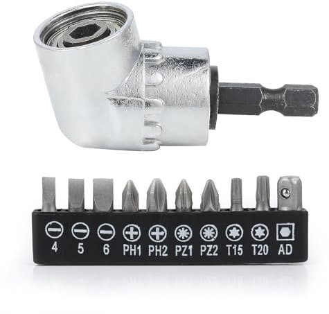 105° Winkelschrauber - Aufsatz Adapter mit Corner Tool Multifunktionaler Biege-Schraubendreher-Bit 1/4-Zoll - Sechskantschaft Winkelgetriebe für Garage und Bauarbeiter (kurz)