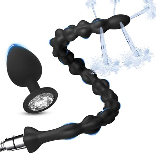 BDSMJOY Doccia clistere anale Cleaner in silicone, Plug Anale Sex toys Anal beads Palline anali per uomini donne coppie, Tubo flessibile per clistere per doccino anale
