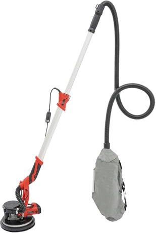 Lijadora en seco 1250 W - 255 mm - 6 velocidades ajustables - Cabezal de lijado reclinable 90° - Con escobillas de carbono - Papel abrasivo - Lámpara de trabajo LED - Para pared y techo - Para