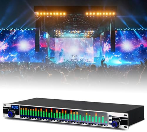 Ecualizador gráfico estéreo de 31 bandas con pantalla de espectro LED, 10 efectos preestablecidos, reducción automática de ruido, chip de procesamiento DSP para estudio de grabación y mejora de audio
