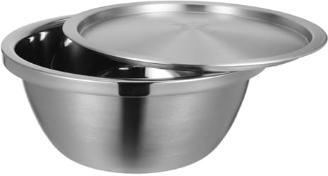 Alipis Ciotola Per Mescolare in Acciaio 304 Da 24 Cm Con Coperchio, Ciotola Per Mescolare Uova e Dolci, Contenitore Per Alimenti Grande Capacità, Impilabile e Portatile Per Cucina e Conservazione