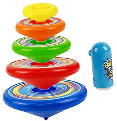 WEKAMOS Stacking Bunte Stapelbare Handdrehkreisel mit Launcher Kreatives Drehspielzeug für Kindergeburtstag Halloween Weihnachten Fördert Geduld und Geschicklichkeit Zufällige Farbe