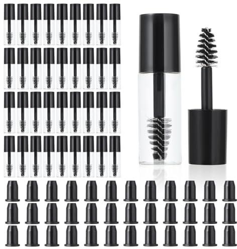 36 Pack Empty Mascara Tube and Wand, 3ml Refillable Empty Mascara Bottles for Castor Oil - Mini Eyelash Container Bottle Travel Size Lash Serum Bottle with Leak-Proof Rubber Plugs