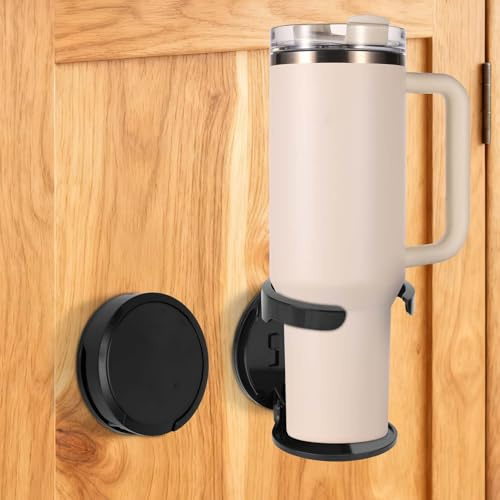 2pcs Wall Mounted Cup Holder for Stanley, Extended Coffee Mug Holder Self-Adhesive or Screw Mount Drink Organizer Compatible with Stanley 30/40 oz Owala Insulated Mug