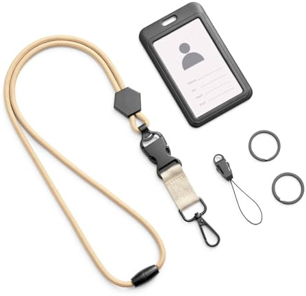 MORSUNBELA Nyckelband för Upphängning med ID-Hylsa Avtagbar Nyckelrem Badge Hållare ID-Fodral med Band för KortHållare Work Pärlvit