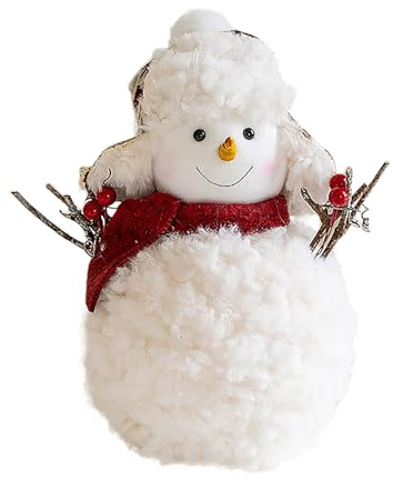 Fictory Grande figura di pupazzo di neve di Natale lavorato a maglia, decorazione da tavolo festiva per casa e ufficio atmosfera