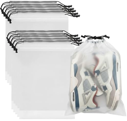 Aieino 10pcs Shoe Bags for Travel Clear 30x40cm Waterproof Drawstring Bag | Large Capacity, Wide Bottom, Shoes Organizers, for Men, Women, Home Storage, Trip Packing, Seasonal Clothes Organization