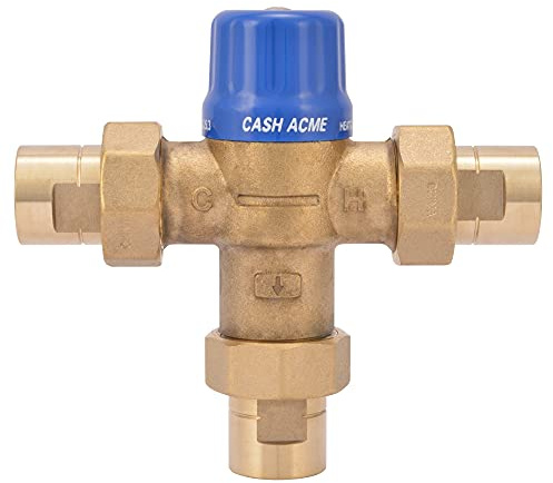 Cash Acme 1/2 Inch HG110 Thermostatic Mixing Valve With FNPT Connections, Brass Plumbing Fitting, 24510