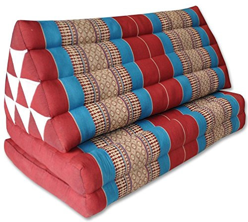 Wilai Kapok Thaikissen, Yogakissen, Massagekissen, Kopfkissen, Tantrakissen, Sitzkissen - rot/blau (Kissen mit Zwei Auflagen XXL 79x49x46 (81217))