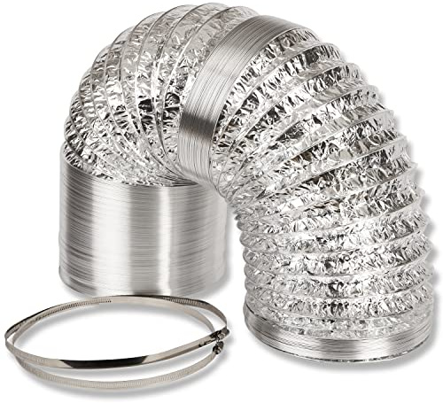Air Extractor Hose Aluminium Foil Bendable for Ventilation Greenhouse - Aluminium, 300 mm x 10 m (12 Inches)