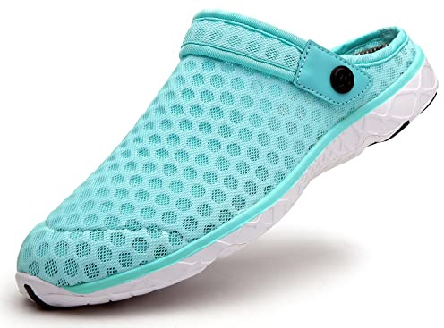Eagsouni Mens Womens Breathable Mesh Slippers Beach Sandals Garden Clogs Hollow Out Outdoor Sports Casual Summer Shoes Flip Flops, E Green, 6 UK