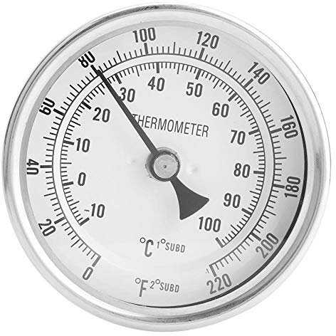 Bi Metal Thermometer, 1/2MNPT 0~220F Liquid Thermometer BBQ Thermometer Gauge Weldless Bi metal Thermometer Kit for Homebrew Beer and Wine Thermometer