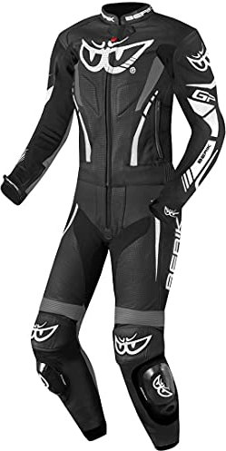 Berik Monza Damen 2-Teiler Motorrad Lederkombi, schwarz/weiß/grau, 44