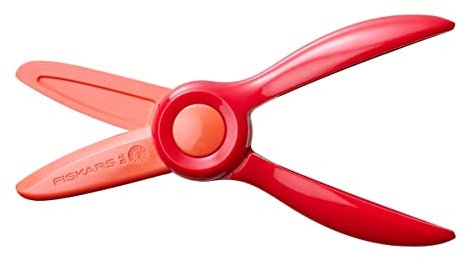 Fiskars Kinderschere, Ab 2 Jahren, Zum Erlernen des Schneidens, Länge: 13 cm, Klingen und Griffe aus Kunststoff, Rot, Starter, 1064065