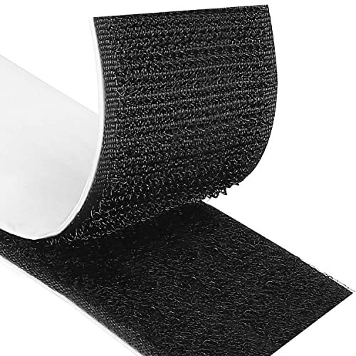 Blooven Klettband Selbstklebend 5 Meter Extra Stark, Doppelseitig Klebende mit Klettverschluss 50mm Breit Selbstklebendes Klebepad Flauschband und Hakenband (Schwarz)