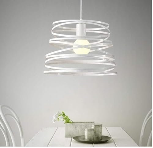 TEKHOME 2 pezzi Lampadari moderno a sospensione a fasce intrecciate, in ferro verniciato finish opaco - Attacco 1xE27, Potenza max 1x60 W, dim. 33x22 cm, lunghezza filo 100 cm (2 PEZZI BIANCO) A08B