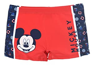 Disney Mickey Mouse Short de Bain Garçon, Maillot de Bain, Boxer de Bain pour Garçon, Conception Mickey Mouse Short de Bain, Taille 8 Ans, Rouge