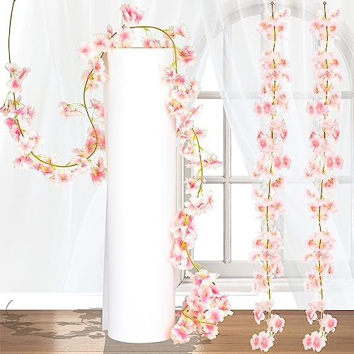 Fyihoxi 2 Stück Kirschblüten Deko, 1.8M Blumengirlande Frühling, 135 Blütenköpfe Rosa Kirschblüten Künstlich, Kunstblumen Hängend blumenwand für Hochzeit Party Haus Garten Bogen Wände