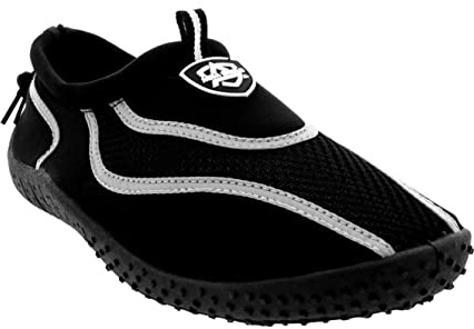 Aqua Shield - Men’s Toggle Water Shoes - Water Sports, Beach, Bathing, Swimming Pool, grey black, 8 UK