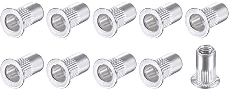 METALLIXITY Rivet Écrous (M4) 100pcs, Aluminium Alliage Moleté Corps Filetage Inserts Écrou - pour Meuble Mécanique Fixations, Argent Ton