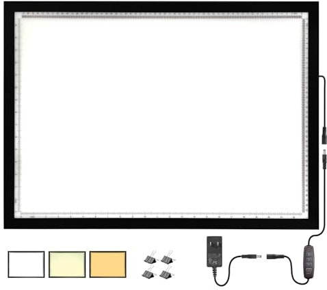 WELZK 10000+ Lux High Bright leuchttisch a2, 3 Colors Light Pad. 10 Levels Dimming Diamond Painting leuchttisch, Tracing lichtpad, Drawing leuchtpad, etc