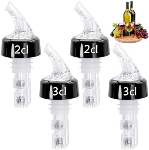 4 Stück Flaschenausgießer,Ausgießer Spirituosen,Flaschenausgießer Portionierer,Plastik Weinausgießer, Bottle Pour Spouts, Dosierhilfe Ausgiesser,für Wein Schnaps Cocktails Cafés Öl,2cl + 3cl