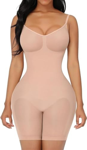 Ronronner Shapewear bodysuit magkontroll bodysuit kroppsformare osynlig postpartum formkläder mage lyfter rumpa träning bodysuit, Beige, S