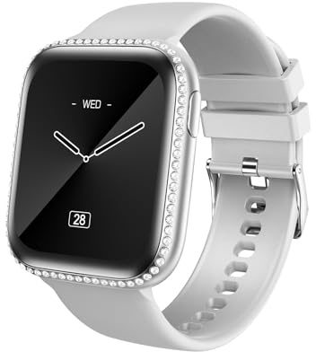 AIYAAIYA Smartwatch dam, 1,75 tum AMOLED träningsklocka med samtal, 130+ sportklocka med stoppur/stegräknare, IP68 vattentät fitnessspårare för IOS/Android (bandgrå)