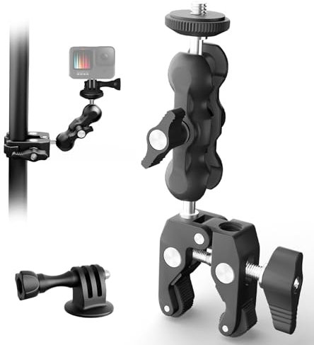 NearStream Camera Mount Kit - Ball Head Magic Arm & Super Clamp with Non-Slip Threads for Monitor/Light/Camera, for Gopro & Insta360