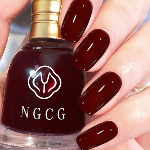 Burgundy Red Cherry Red Nail Varnish - Long Lasting Quick Drying & Chip Resistant Jelly Nail Polish for DIY Nail Art Manicure