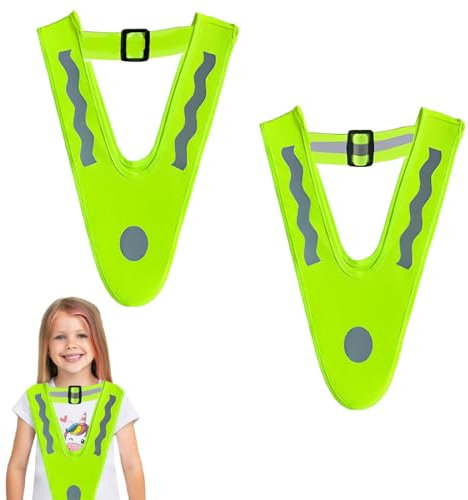 NHQZ Chaleco Reflectante Niño,2 Piezas Chaleco Reflectante,Chaleco de Seguridad de Alta Visibilidad, Amarillo Fluorescente, para Correr Ciclismo Deportes Motorista